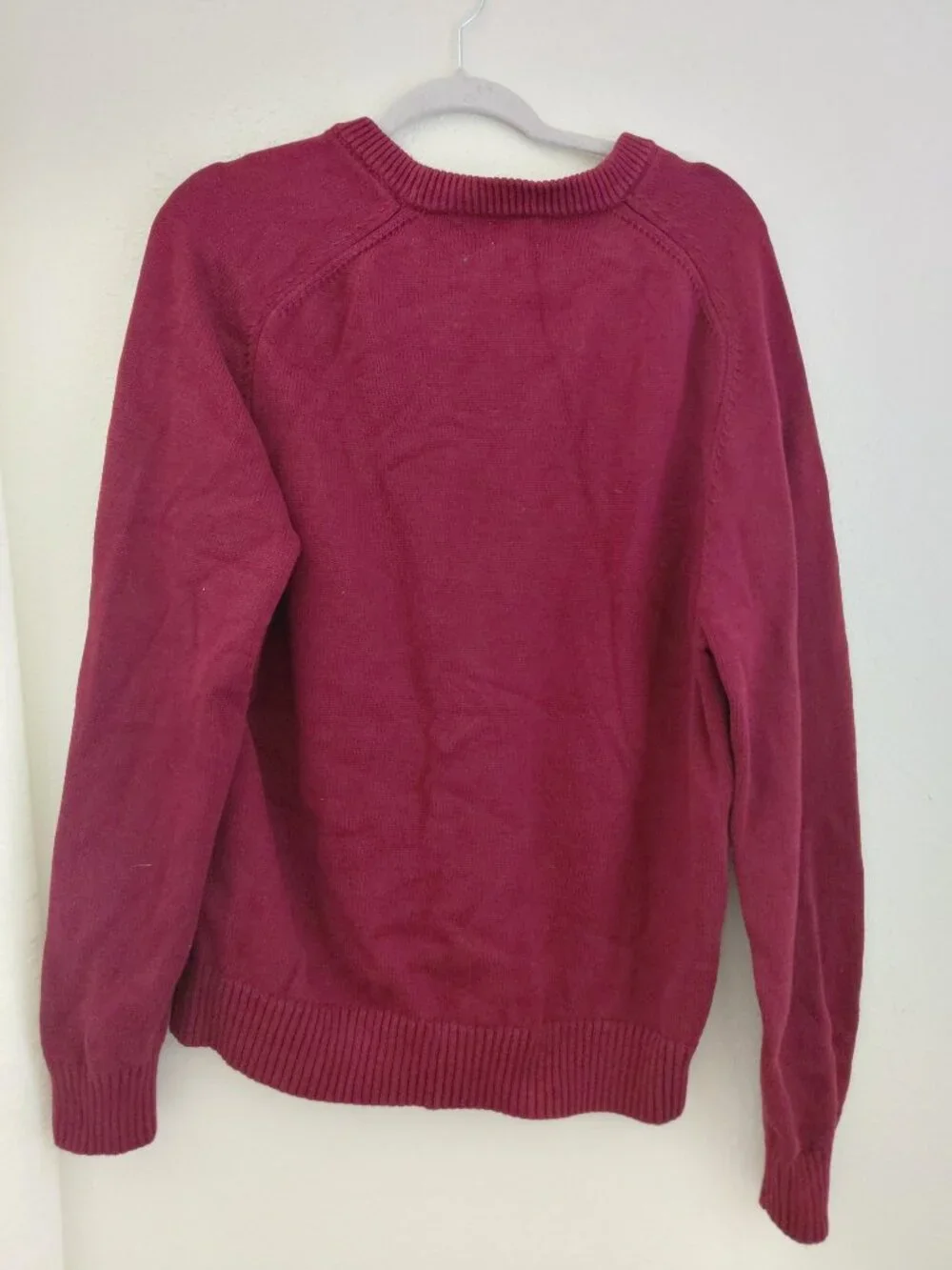 J Crew Heritage Cotton Crewneck Sweater Mens Burgundy XL Preppy Academia